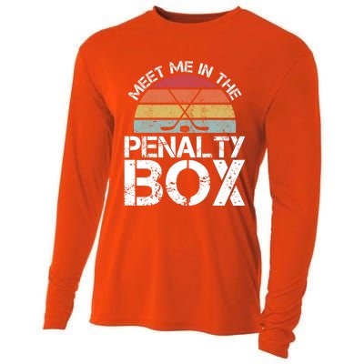 Meet Me In The Penalty Box Retro Ice Hockey Funny Humor Gift Cooling Performance Long Sleeve Crew