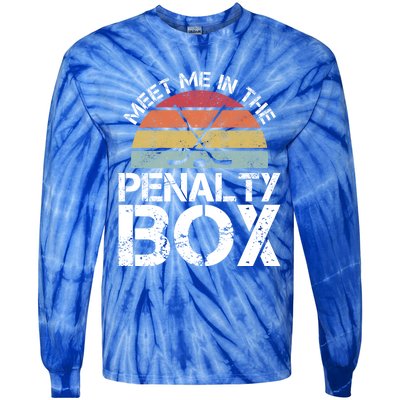 Meet Me In The Penalty Box Retro Ice Hockey Funny Humor Gift Tie-Dye Long Sleeve Shirt