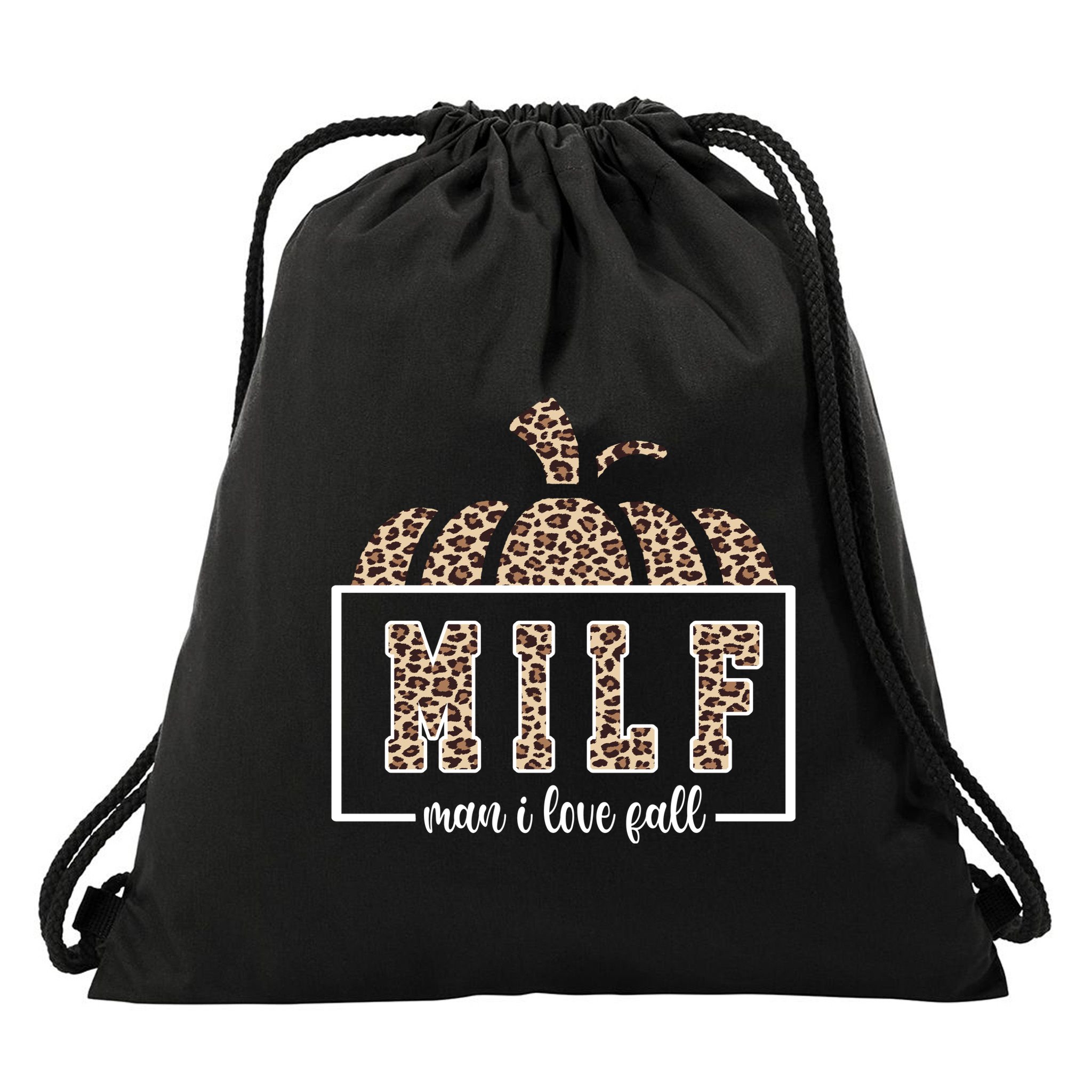 MILF Man I Love Fall Cheetah Pumpkin Cute Drawstring Bag