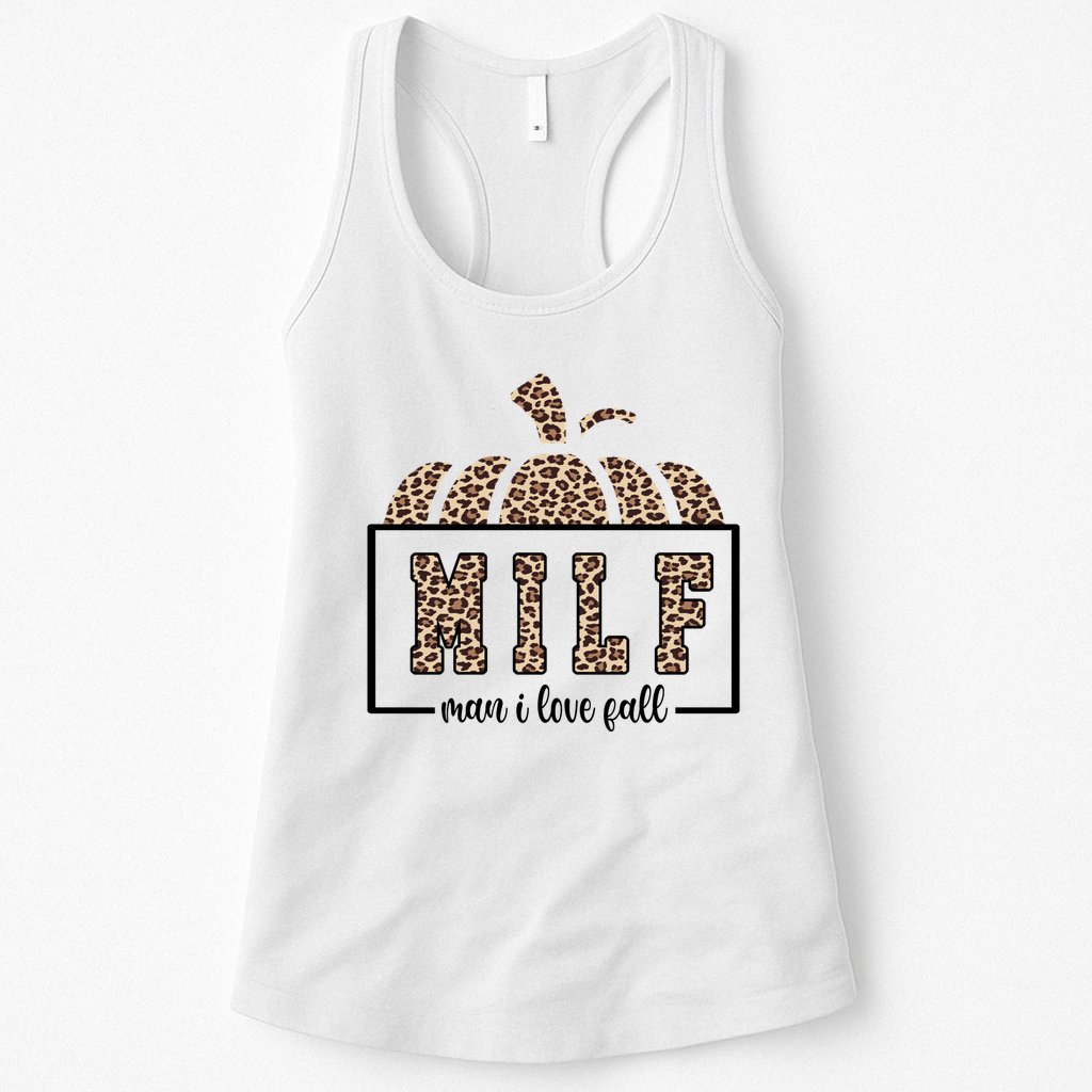 MILF Man I Love Fall Cheetah Pumpkin Cute Womens Tank Top