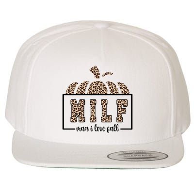 MILF Man I Love Fall Cheetah Pumpkin Cute Wool Snapback Cap