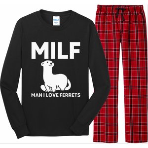 MILF Man I Love Ferrets Funny Ferret Long Sleeve Pajama Set