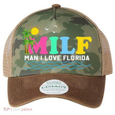 MILF Man I Love Florida Beach Summer Vacation Palm Tree Legacy Tie Dye Trucker Hat