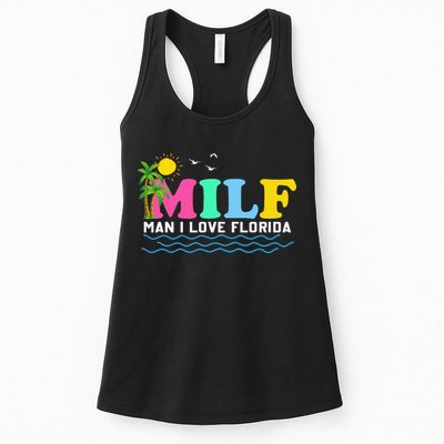 MILF Man I Love Florida Beach Summer Vacation Palm Tree Womens Tank Top