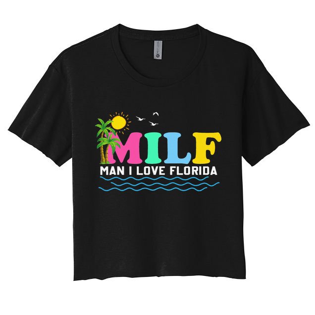 MILF Man I Love Florida Beach Summer Vacation Palm Tree Crop Top