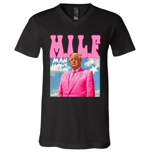 Milf Man I Love Felons Funny Trump 2024 For President V-Neck T-Shirt