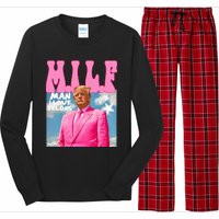 Milf Man I Love Felons Funny Trump 2024 For President Long Sleeve Pajama Set