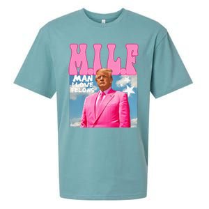 Milf Man I Love Felons Funny Trump 2024 For President Sueded Cloud Jersey T-Shirt