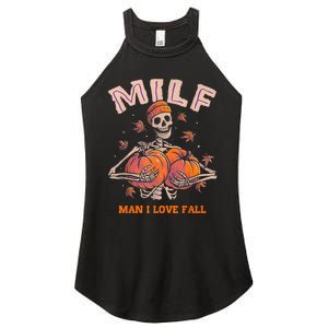 MILF Man I Love Fall Funny Skeleton Pumpkin Autumn Lover Women's Perfect Tri Rocker Tank