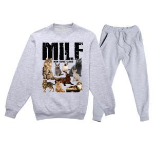 Milf Man I Love Felines Premium Crewneck Sweatsuit Set