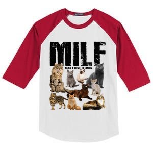 Milf Man I Love Felines Kids Colorblock Raglan Jersey