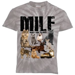 Milf Man I Love Felines Kids Tie-Dye T-Shirt