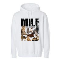 Milf Man I Love Felines Garment-Dyed Fleece Hoodie