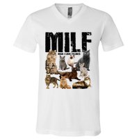 Milf Man I Love Felines V-Neck T-Shirt