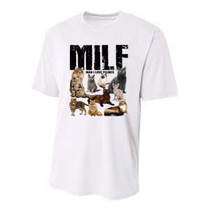 Milf Man I Love Felines Youth Performance Sprint T-Shirt