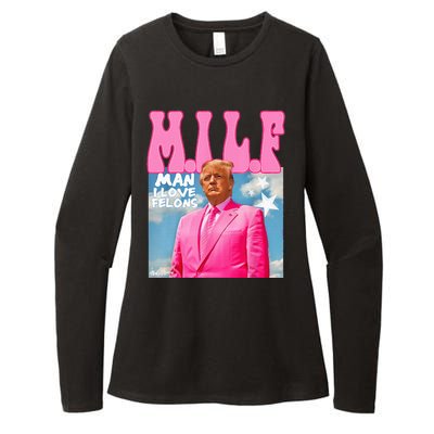 M.I.L.F Man I Love Felons Funny Trump Pink 2024 Election Womens CVC Long Sleeve Shirt