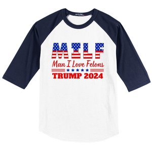 Milf Man I Love Felons Trump Girl For Trump 2024 Usa Baseball Sleeve Shirt