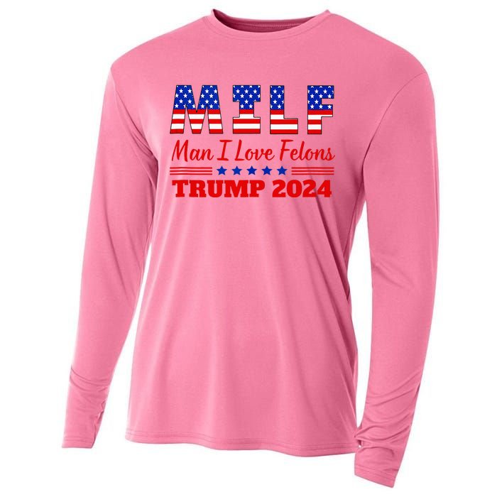 Milf Man I Love Felons Trump Girl For Trump 2024 Usa Cooling Performance Long Sleeve Crew