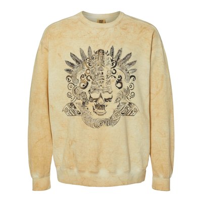 Mexican Mayan Inca Aztec King Skull Colorblast Crewneck Sweatshirt