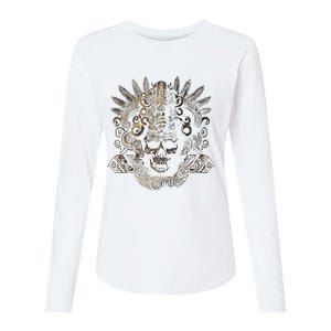 Mexican Mayan Inca Aztec King Skull Womens Cotton Relaxed Long Sleeve T-Shirt