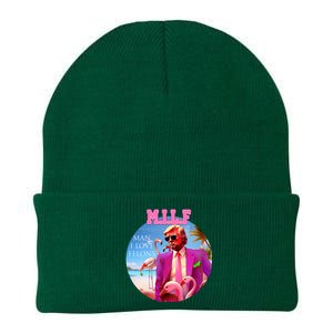 Milf Man I Love Felons Funny Trump Flamingo Pink 2024 Knit Cap Winter Beanie