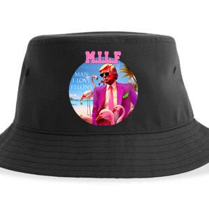 Milf Man I Love Felons Funny Trump Flamingo Pink 2024 Sustainable Bucket Hat