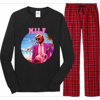 Milf Man I Love Felons Funny Trump Flamingo Pink 2024 Long Sleeve Pajama Set