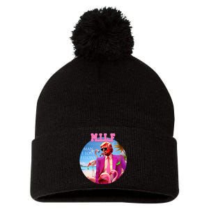 Milf Man I Love Felons Funny Trump Flamingo Pink 2024 Pom Pom 12in Knit Beanie