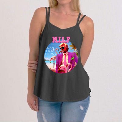 Milf Man I Love Felons Funny Trump Flamingo Pink 2024 Women's Strappy Tank