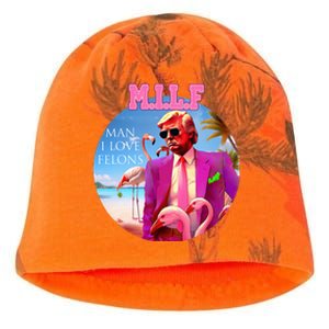 Milf Man I Love Felons Funny Trump Flamingo Pink 2024 Kati - Camo Knit Beanie