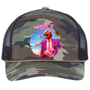 Milf Man I Love Felons Funny Trump Flamingo Pink 2024 Retro Rope Trucker Hat Cap