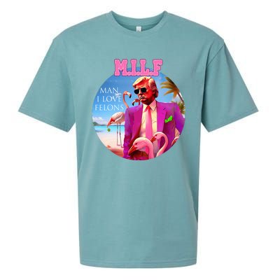 Milf Man I Love Felons Funny Trump Flamingo Pink 2024 Sueded Cloud Jersey T-Shirt