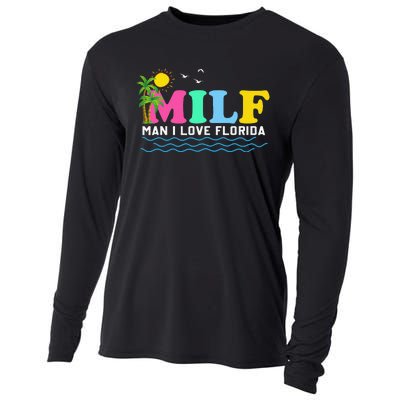 MILF Man I Love Florida Beach Summer Vacation Palm Tree Cooling Performance Long Sleeve Crew