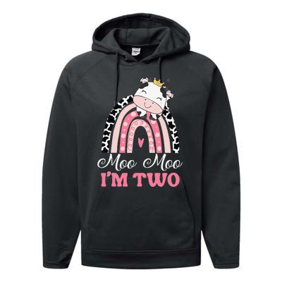 Moo Moo Im Two Birthday Outfit 2nd Bday Performance Fleece Hoodie