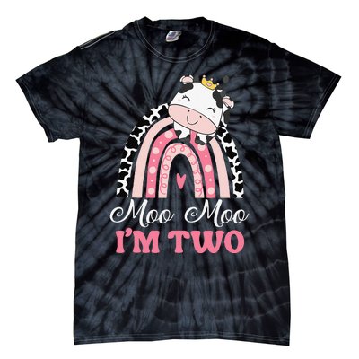 Moo Moo Im Two Birthday Outfit 2nd Bday Tie-Dye T-Shirt