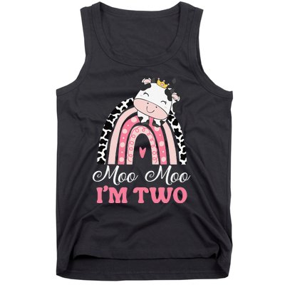 Moo Moo Im Two Birthday Outfit 2nd Bday Tank Top