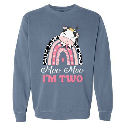 Moo Moo Im Two Birthday Outfit 2nd Bday Garment-Dyed Sweatshirt