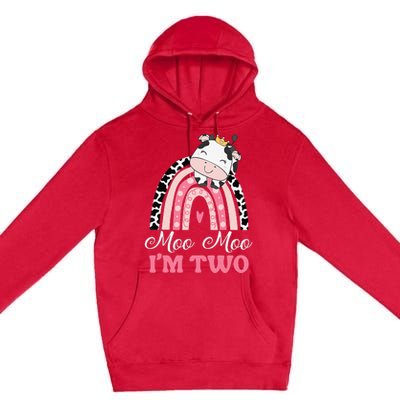 Moo Moo Im Two Birthday Outfit 2nd Bday Premium Pullover Hoodie