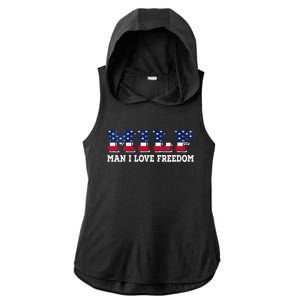 MILF Man I Love Freedom Funny Patriotic Ladies PosiCharge Tri-Blend Wicking Draft Hoodie Tank