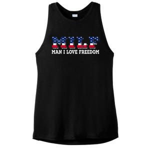 MILF Man I Love Freedom Funny Patriotic Ladies PosiCharge Tri-Blend Wicking Tank