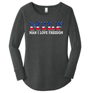 MILF Man I Love Freedom Funny Patriotic Women's Perfect Tri Tunic Long Sleeve Shirt