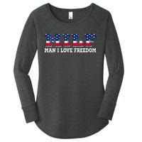 MILF Man I Love Freedom Funny Patriotic Women's Perfect Tri Tunic Long Sleeve Shirt