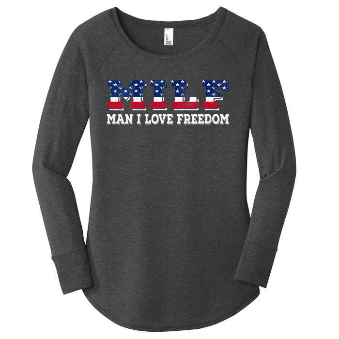 MILF Man I Love Freedom Funny Patriotic Women's Perfect Tri Tunic Long Sleeve Shirt