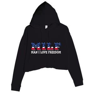 MILF Man I Love Freedom Funny Patriotic Crop Fleece Hoodie