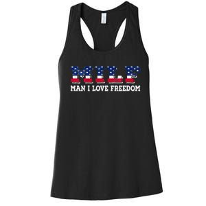 MILF Man I Love Freedom Funny Patriotic Women's Racerback Tank