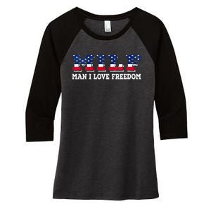 MILF Man I Love Freedom Funny Patriotic Women's Tri-Blend 3/4-Sleeve Raglan Shirt