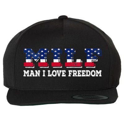 MILF Man I Love Freedom Funny Patriotic Wool Snapback Cap