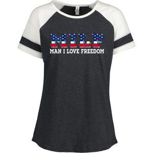 MILF Man I Love Freedom Funny Patriotic Enza Ladies Jersey Colorblock Tee