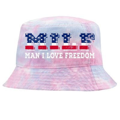 MILF Man I Love Freedom Funny Patriotic Tie-Dyed Bucket Hat