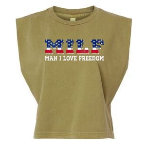 MILF Man I Love Freedom Funny Patriotic Garment-Dyed Women's Muscle Tee